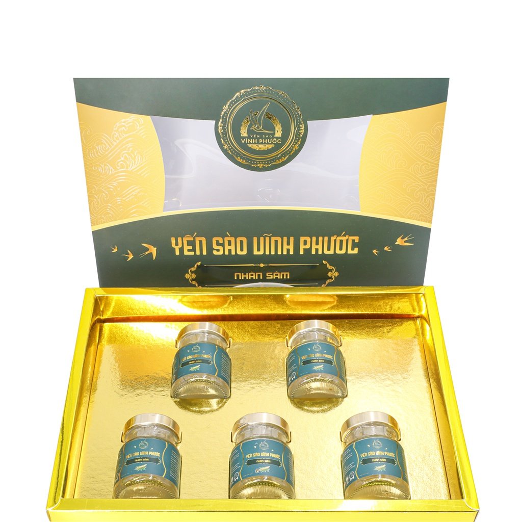 Yến Sào Chưng Nhân Sâm Vĩnh Phước 20% Yến Tươi - Hũ / Set 5 Hũ 70ml Cho Trẻ 5Y+ Và Người Lớn