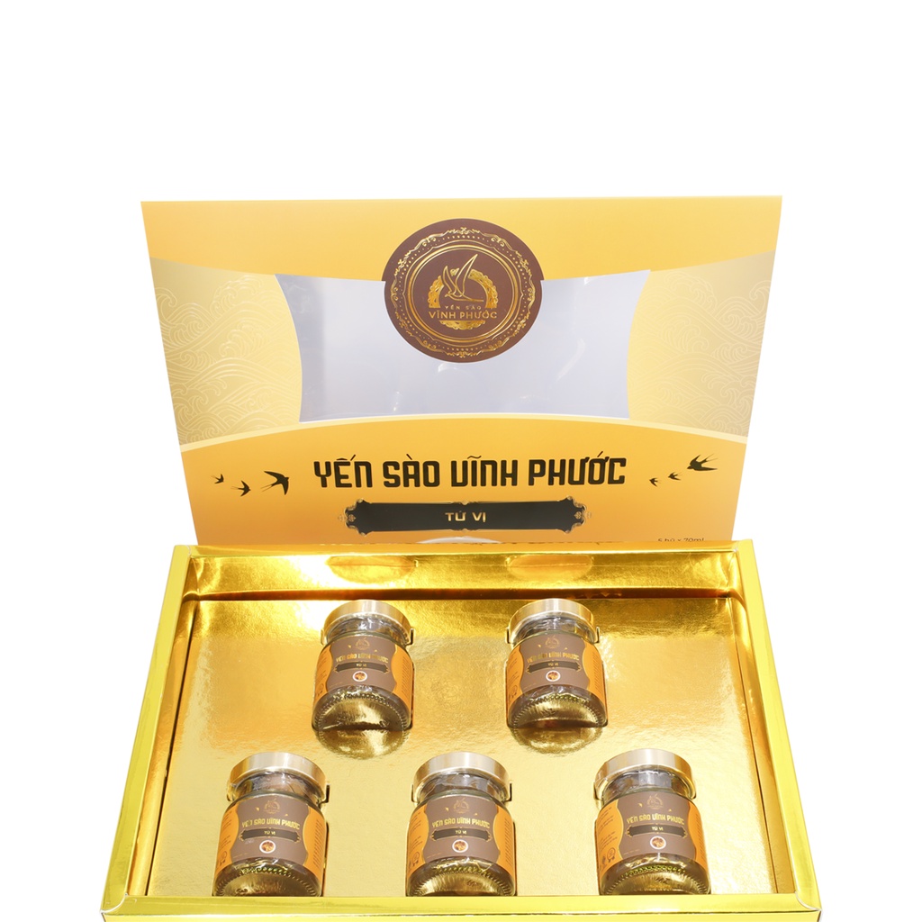 Yến Sào Chưng Tứ Vị Vĩnh Phước 20% Yến Tươi - Hũ / Set 5 Hũ 70ml Cho Trẻ 5Y+ Và Người Lớn