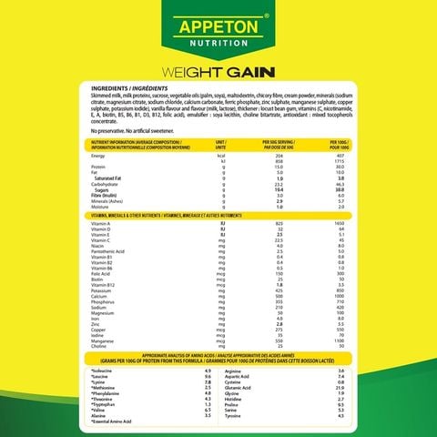Sữa Appeton Weight Gain Cho Người Lớn Hương Vani, Chocolate 900g, 450g