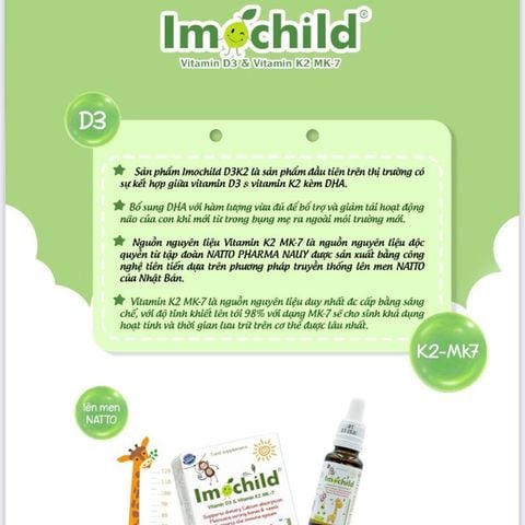 Vitamin Imochild D3K2 MK7 DHA 20ml Vinmec Tăng Chiều Cao, Xương Chắc Khoẻ, Cải Thiện Trí Não