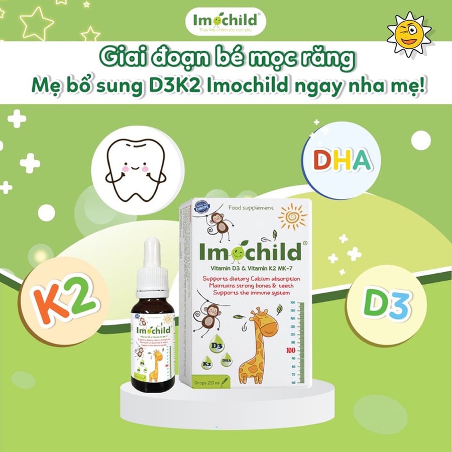 Vitamin Imochild D3K2 MK7 DHA 20ml Vinmec Tăng Chiều Cao, Xương Chắc Khoẻ, Cải Thiện Trí Não
