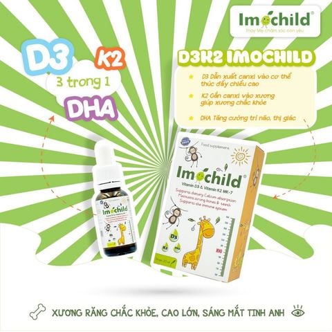 Vitamin Imochild D3K2 MK7 DHA 20ml Vinmec Tăng Chiều Cao, Xương Chắc Khoẻ, Cải Thiện Trí Não