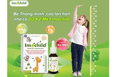 Vitamin Imochild D3K2 MK7 DHA 20ml Vinmec Tăng Chiều Cao, Xương Chắc Khoẻ, Cải Thiện Trí Não