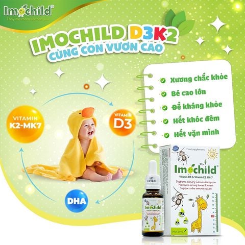 Vitamin Imochild D3K2 MK7 DHA 20ml Vinmec Tăng Chiều Cao, Xương Chắc Khoẻ, Cải Thiện Trí Não