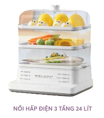[ QT BLM 24 ] Nồi hấp điện MELODY 3 tầng 24L