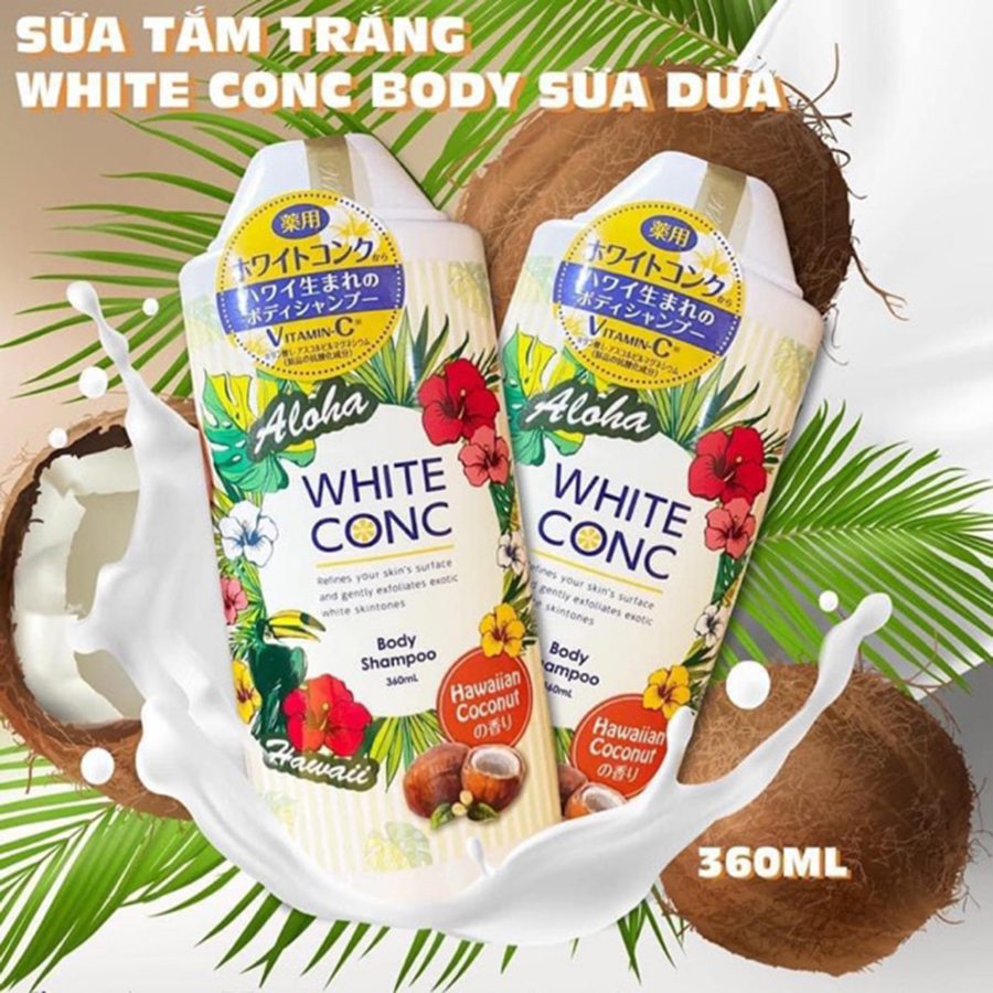 Sữa Tắm Dưỡng Trắng Da Hương Dừa Hawaiian Coconut White Conc Nhật Bản - White Conc Body Shampoo