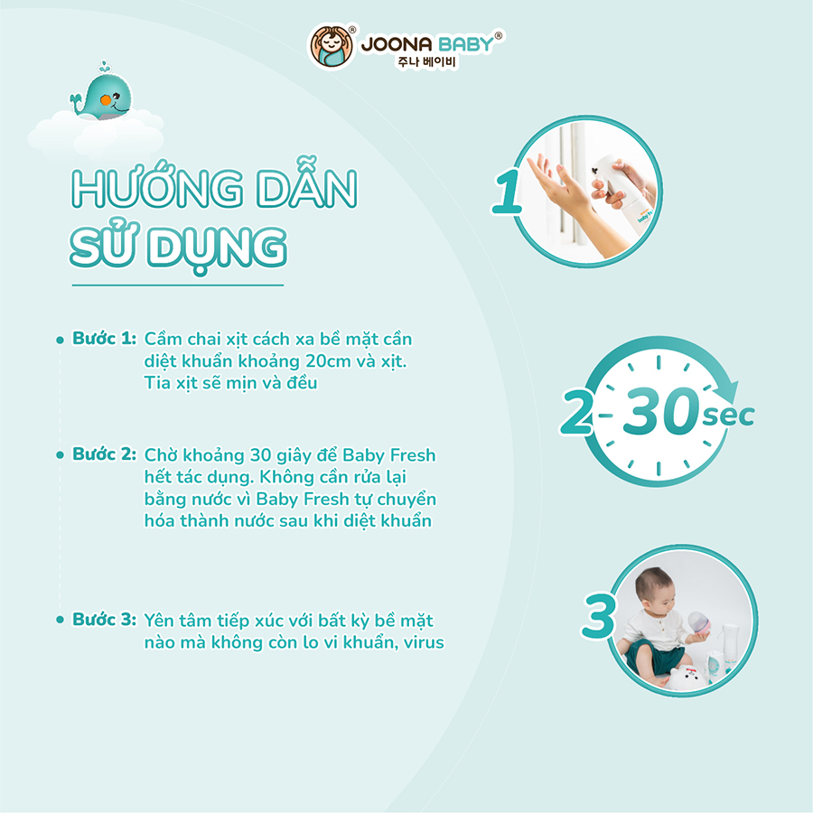Xịt Khuẩn Khử Mùi Baby Fresh Joona Baby 300ml, 60ml