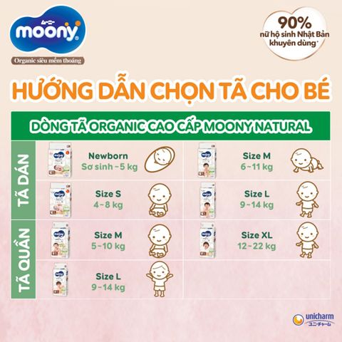 Tã Bỉm Moony Natural Nhật Bản - Dán / Quần - Đủ Size