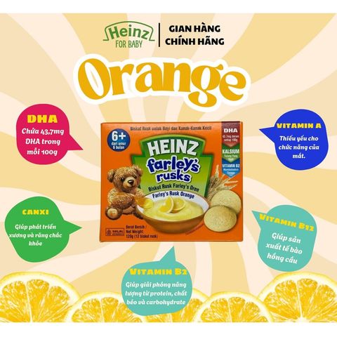 Bánh Quy Ăn Dặm Heinz Farley Rusks 6M+ 120g