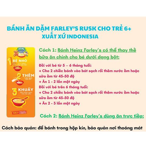 Bánh Quy Ăn Dặm Heinz Farley Rusks 6M+ 120g