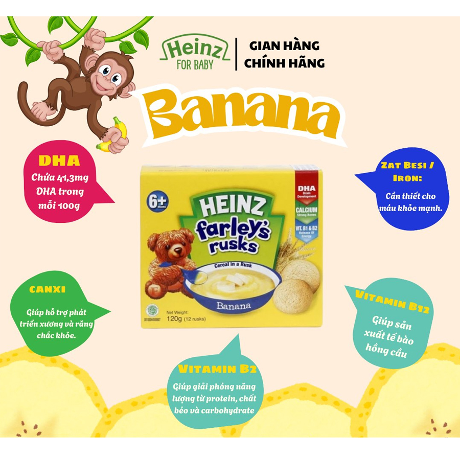 Bánh Quy Ăn Dặm Heinz Farley Rusks 6M+ 120g