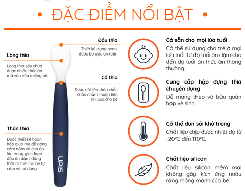 Set 2 Thìa Muỗng Ăn Dặm Silicon Y Tế Siêu Mềm UPIS Hàn Quốc