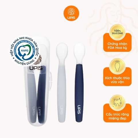 Set 2 Thìa Muỗng Ăn Dặm Silicon Y Tế Siêu Mềm UPIS Hàn Quốc