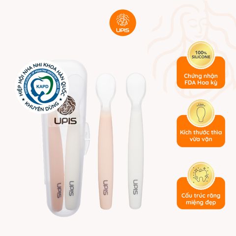 Set 2 Thìa Muỗng Ăn Dặm Silicon Y Tế Siêu Mềm UPIS Hàn Quốc