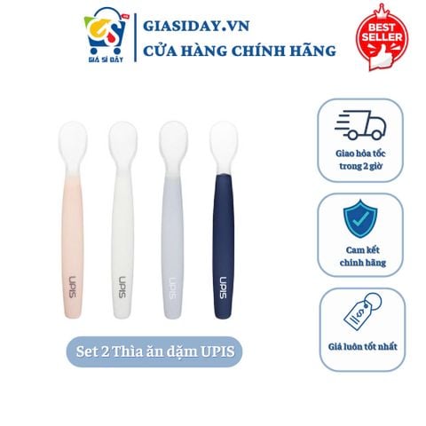 Set 2 Thìa Muỗng Ăn Dặm Silicon Y Tế Siêu Mềm UPIS Hàn Quốc