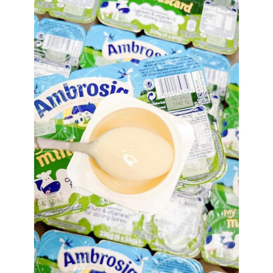 Váng Sữa Ambrosia UK Cho Bé Ăn Dặm 6M+ Vị Truyền Thống , Ít Đường - Lốc 6 Hộp x 55g