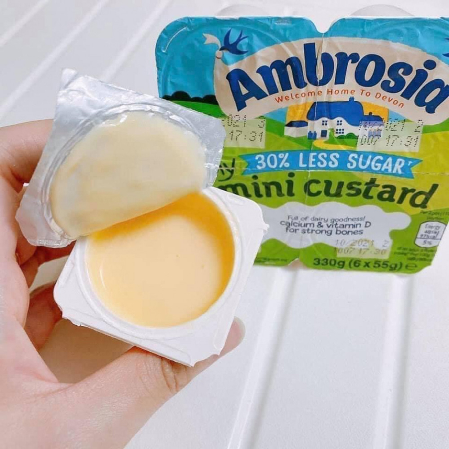 Váng Sữa Ambrosia UK Cho Bé 6M+ Vị Truyền Thống , Ít Đường - Lốc 6 Hộp x 55g