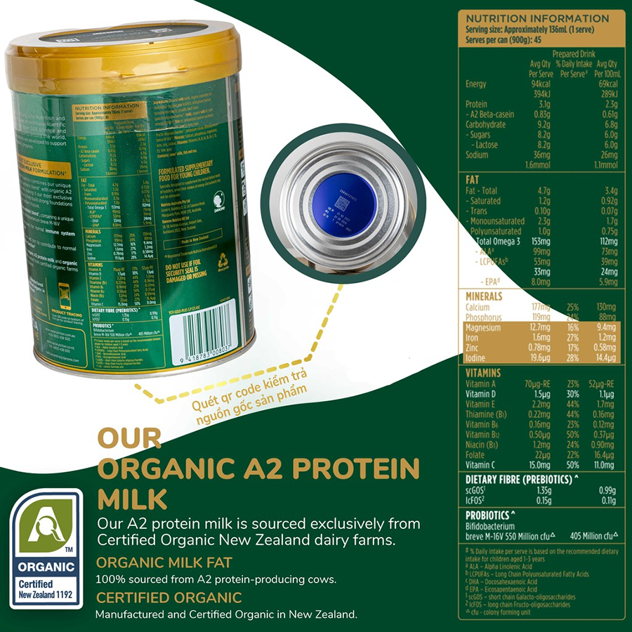 Sữa Công Thức Aptamil Essensis Úc Organic A2 Protein Số 1,2,3 - Hộp 900g