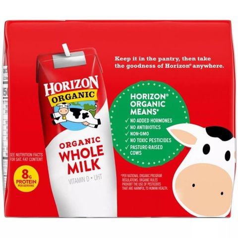 Sữa Tươi Dạng Nước Horizon Organic Whole Milk Nguyên Kem - Thùng 12 Hộp 236ml