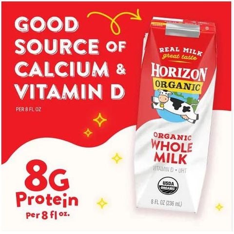 Sữa Tươi Dạng Nước Horizon Organic Whole Milk Nguyên Kem - Thùng 12 Hộp 236ml