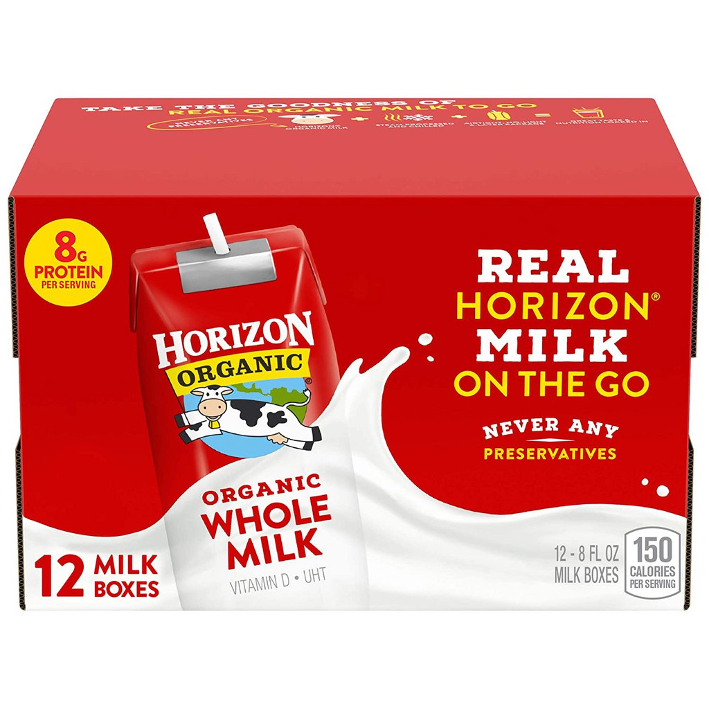 Sữa Tươi Dạng Nước Horizon Organic Whole Milk Nguyên Kem - Thùng 12 Hộp 236ml