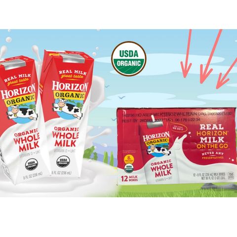 Sữa Tươi Dạng Nước Horizon Organic Whole Milk Nguyên Kem - Thùng 12 Hộp 236ml