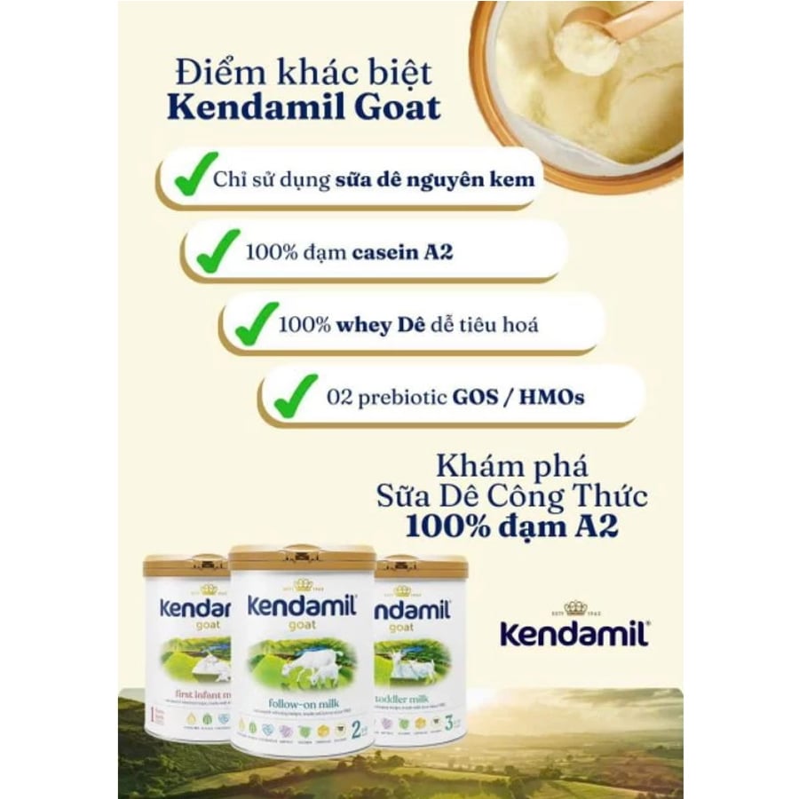 Sữa Dê Kendamil UK Đạm A2 Dễ Tiêu Hoá 800g - Sữa Bột Công Thức