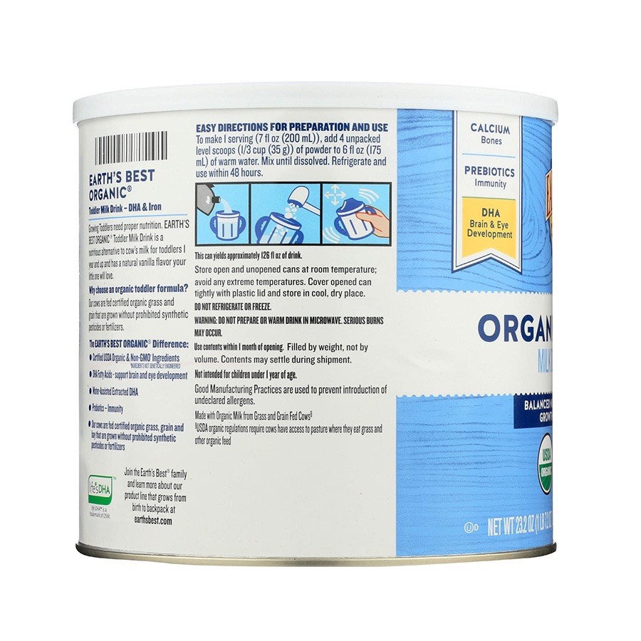 Sữa Earth's Best Organic Dairy / Toddler USA 595g / 907g - Sữa Bột Công Thức