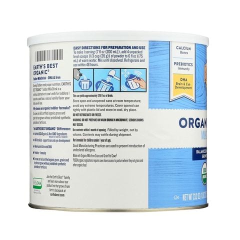 Sữa Earth's Best Organic Dairy / Toddler USA 595g / 907g - Sữa Bột Công Thức