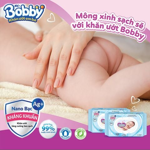 Combo 4 Gói Khăn Ướt Bobby Không Mùi Hương (100 miếng / gói)