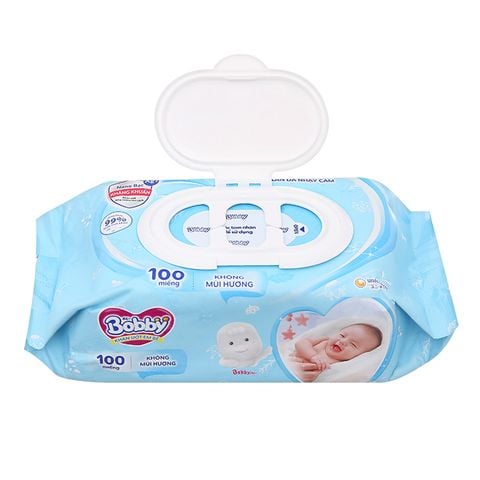 Combo 4 Gói Khăn Ướt Bobby Không Mùi Hương (100 miếng / gói)