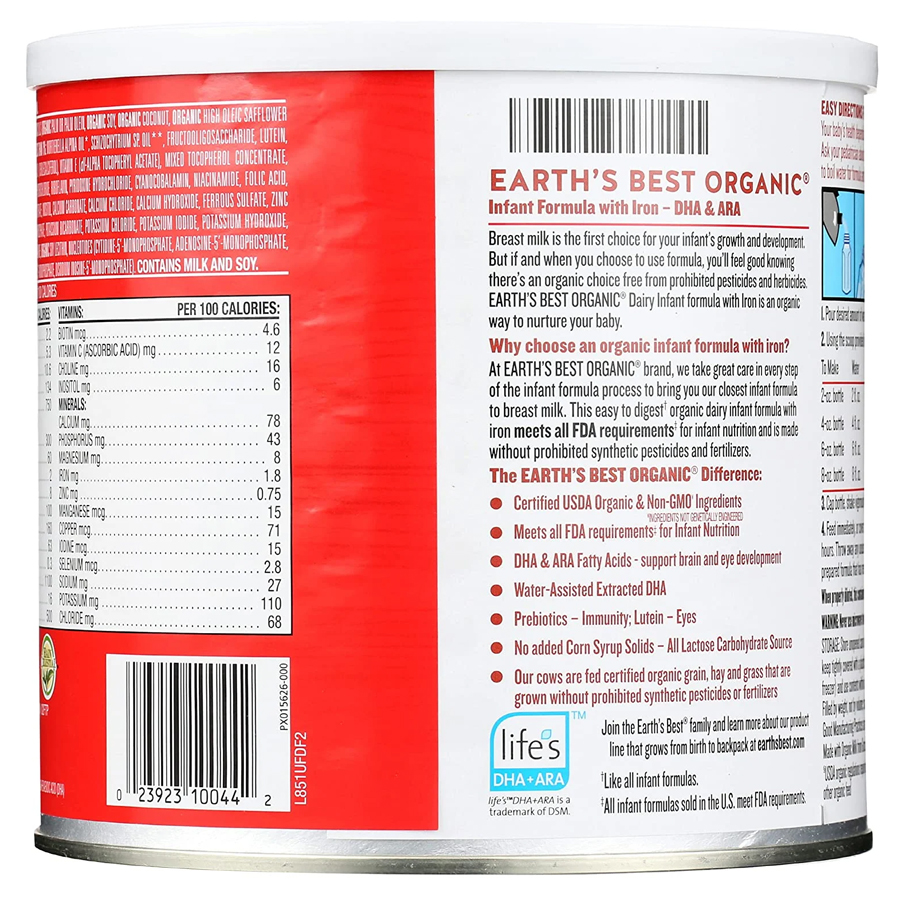 Sữa Earth's Best Organic Dairy / Toddler USA 595g / 907g - Sữa Bột Công Thức