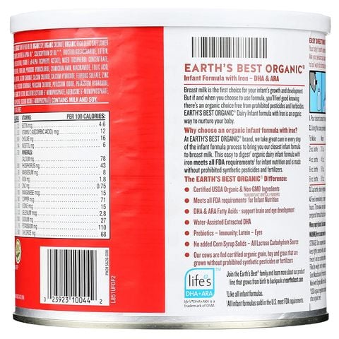 Sữa Công Thức Earth's Best Organic Dairy / Toddler USA 595g / 907g