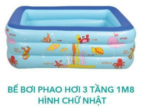[ QT BLM 6 ] Bể bơi phao hơi 3 tầng chữ nhật 1m8