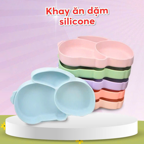 [ QT BLM 3 ] Khay ăn dặm silicon chia ngăn