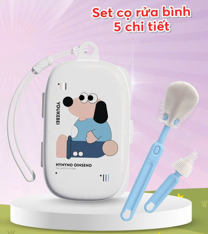 [ QT BLM 3 ] Bộ cọ rửa bình sữa 5 chi tiết