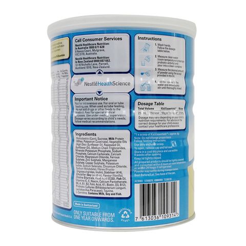 Sữa Nestle Kid Essentials Vanilla Nội Địa Úc 800g (Dành cho trẻ 1-10 tuổi) - Sữa Bột Công Thức