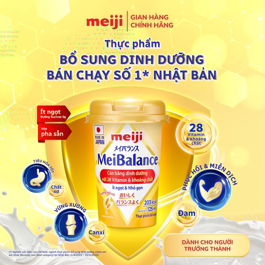 Sữa Nước Meiji MeiBalance Hương Ngũ Cốc Cho Người Lớn Từ 18 Tuổi - Lốc 6H x 125ml