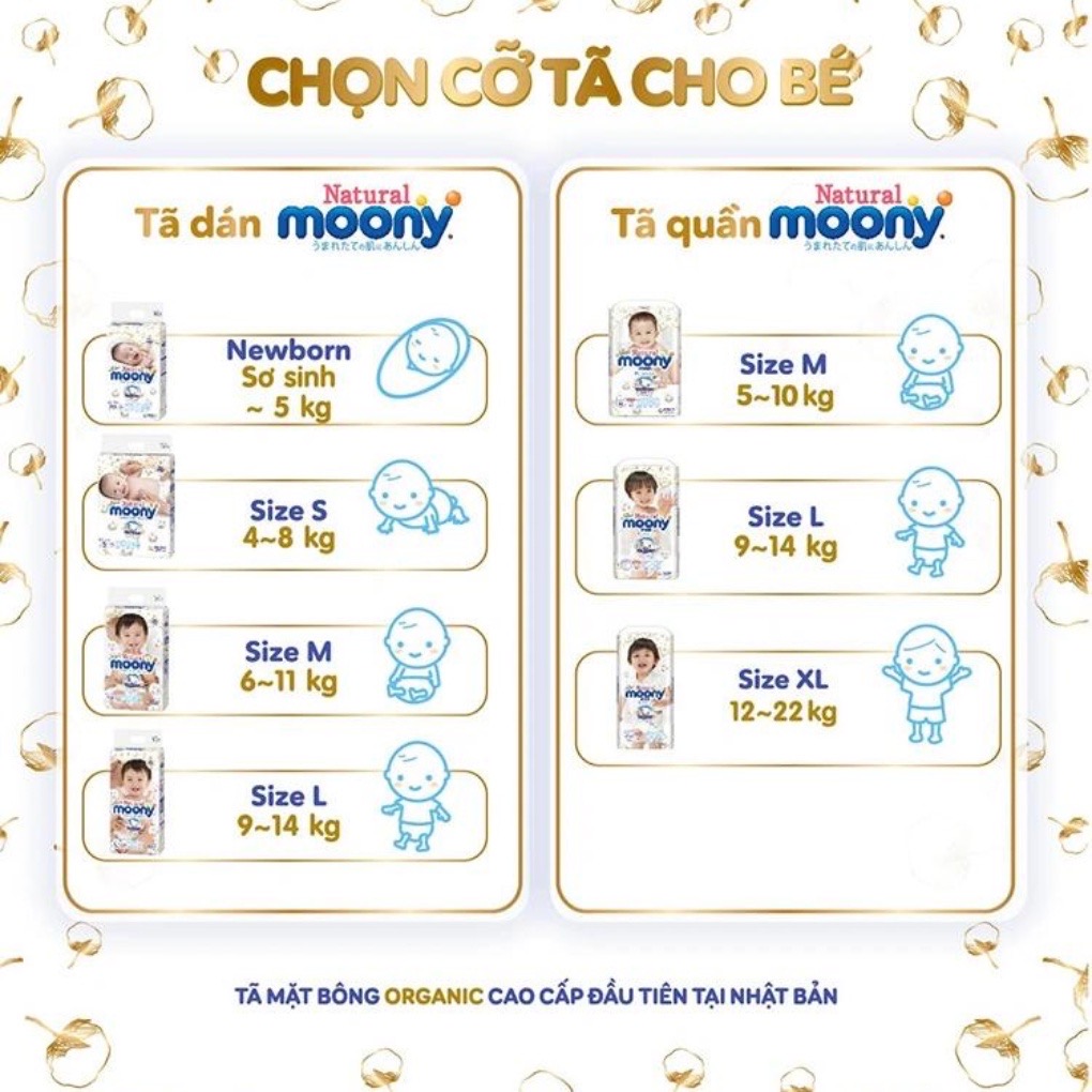 Tã Bỉm Moony Natural / Moony Blue Nhật Bản - Dán / Quần - Đủ Size