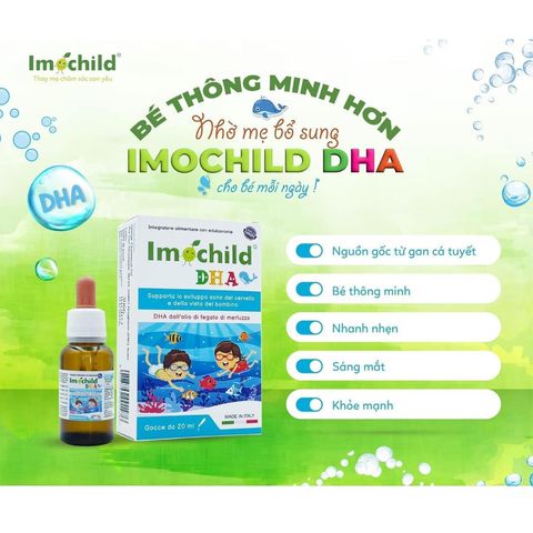 Vitamin DHA Imochild 20ml Phát Triển Não Bộ, Tăng Cường IQ, Trí Nhớ, Thị Lực