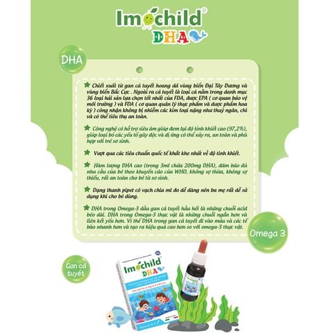 Vitamin DHA Imochild 20ml Phát Triển Não Bộ, Tăng Cường IQ, Trí Nhớ, Thị Lực
