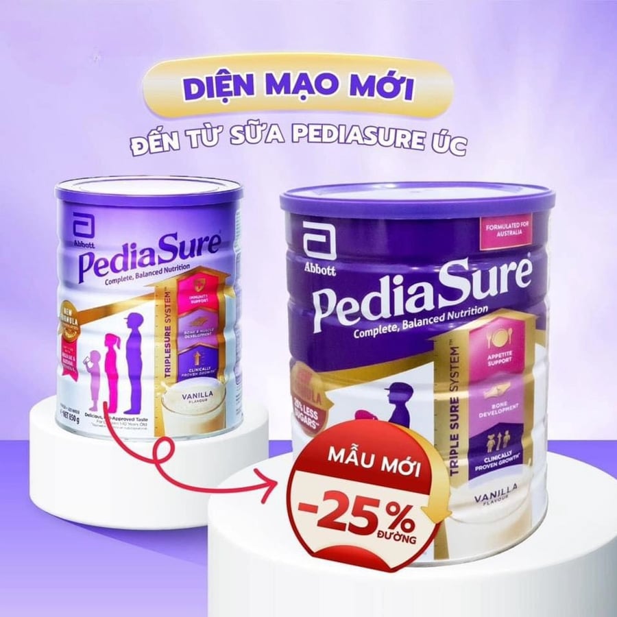 Sữa PediaSure Úc Nắp Tím 850G (trẻ từ 1-10 tuổi) - Sữa Bột Công Thức