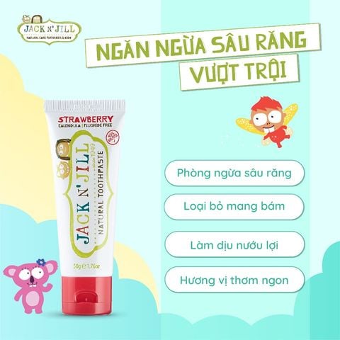 Kem Đánh Răng Hữu Cơ Jack N' Jill Organic Úc Cho Bé 6m+ Có Thể Nuốt - Tuýp 50g