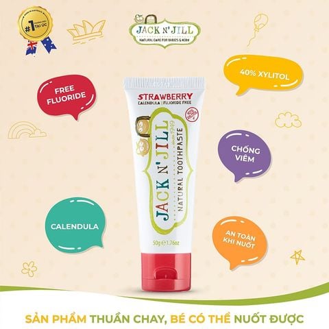Kem Đánh Răng Hữu Cơ Jack N' Jill Organic Úc Cho Bé 6m+ Có Thể Nuốt - Tuýp 50g