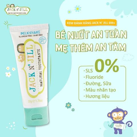 Kem Đánh Răng Hữu Cơ Jack N' Jill Organic Úc Cho Bé 6m+ Có Thể Nuốt - Tuýp 50g