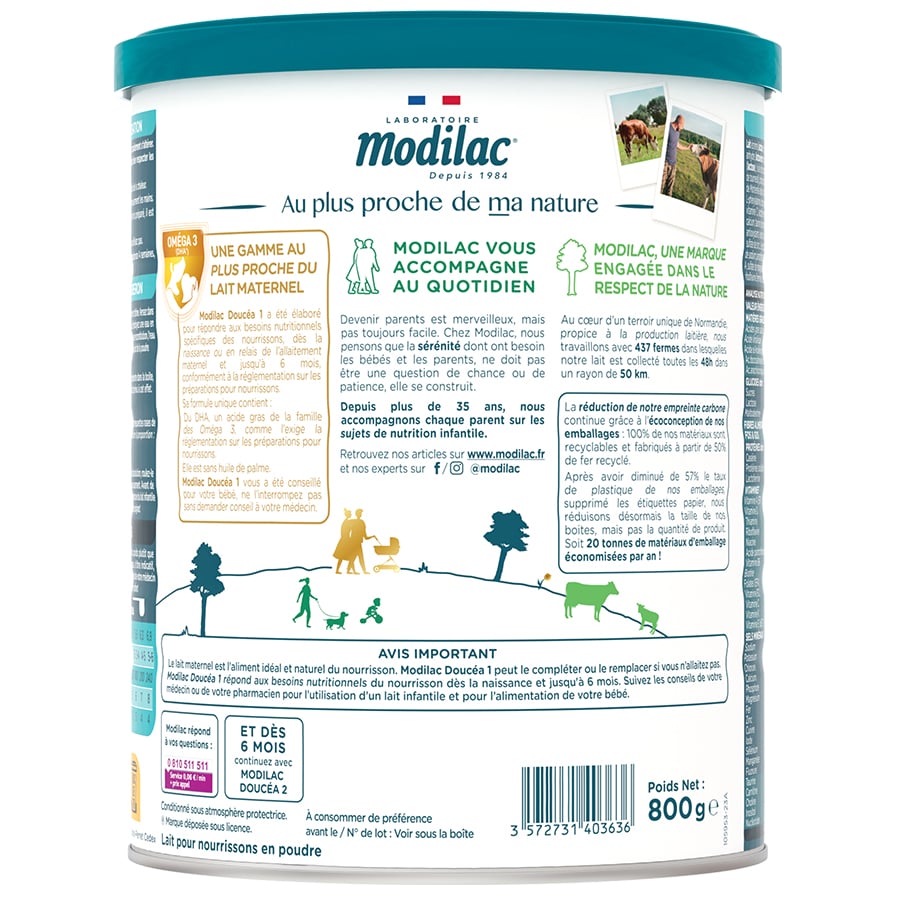 Sữa Modilac DouceA Pháp Phát Triển Toàn Diện - Sữa Bột Công Thức 800g