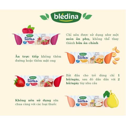 Sữa Chua Nguội Bledina Pháp Ăn Dặm Cho Bé 6M+ Đủ Vị - Lốc 6 Hộp x 55g