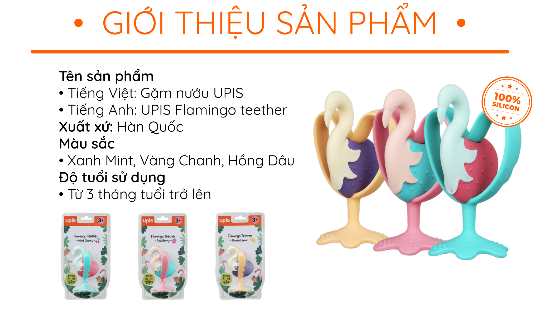 Gặm Nướu Silicon UPIS Hàn Quốc Cho Bé Từ 3 Tháng Tuổi