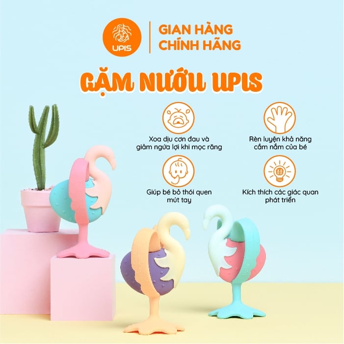 Gặm Nướu Silicon UPIS Hàn Quốc Cho Bé Từ 3 Tháng Tuổi
