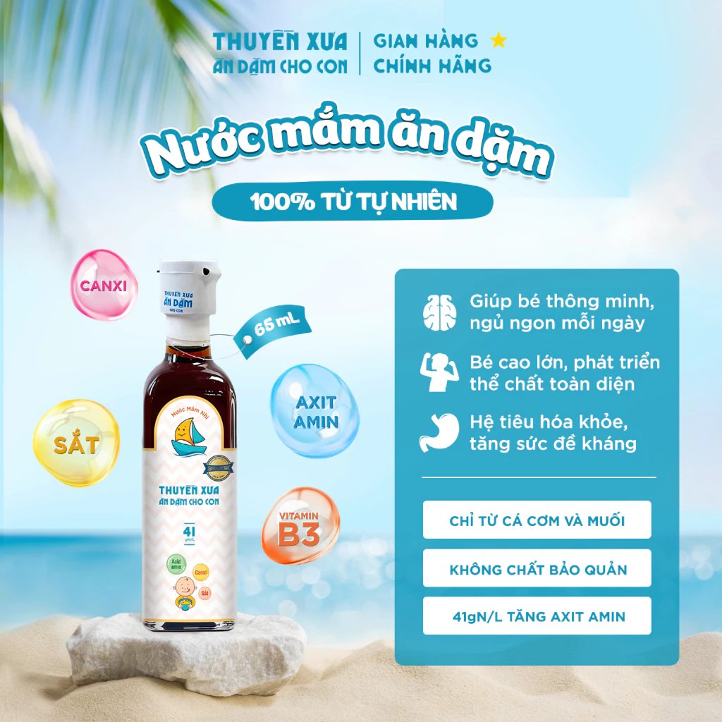 Dầu Ăn, Mắm Nhĩ, Nước Tương Ăn Dặm Thuyền Xưa Nguyên Liệu Thuần Tự Nhiên Cho Bé 1Y+ 65ml